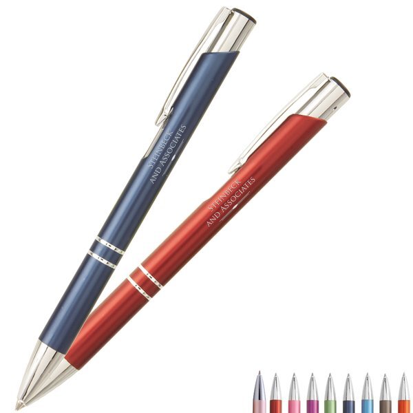 Tres-Chic Vibrant Matte Barrel Ballpoint Pen w/ Chrome Accents