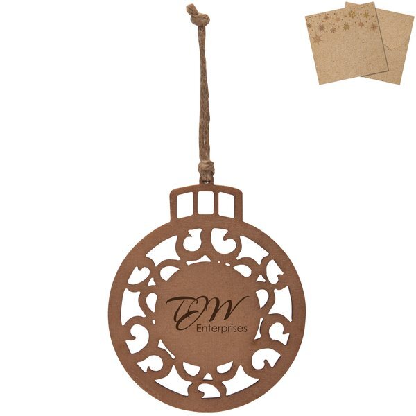 Wood Round Ornament w/ Kraft Gift Envelope