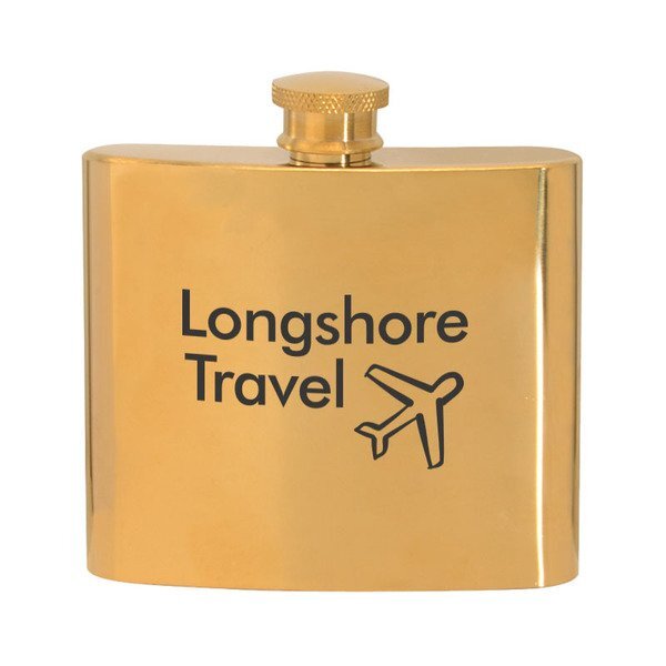 Gold Plated Stainless Steel Hip Flask, 5oz.