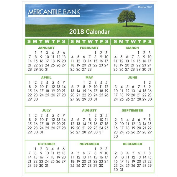 Repositionable Adhesive Wall Calendar, 8-1/2" x 11"