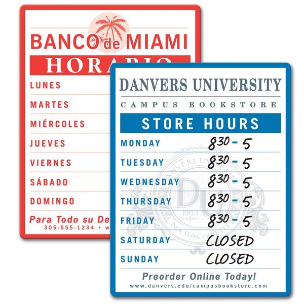 Dry Erase Store Hour Sign, 8-1/2" x 11"