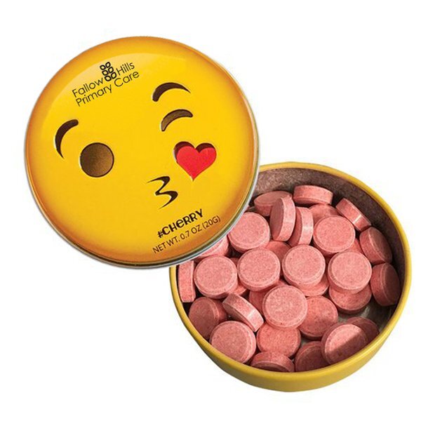 Emoji Kissy Face Mint Tin with Cherry Mints