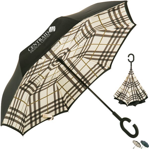 Stratus Reversible Umbrella, Plaid 48" Arc