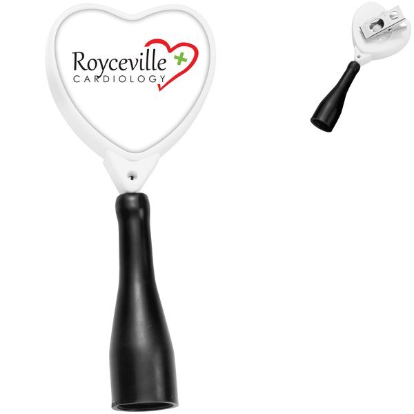 Heart Retractable Pen Holder, Bull Dog Clip w/Antimicrobial Additive