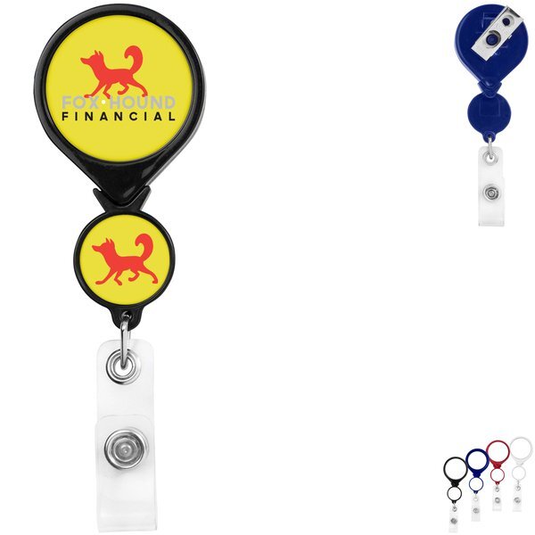 Double Up Round Rectactable Badge Reel, Bull Dog Clip