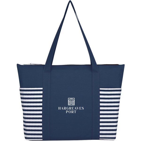 Maritime Striped Polyester Tote Bag