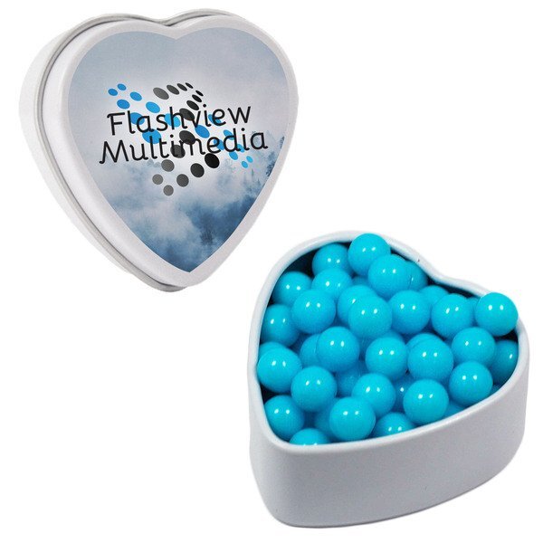 Colored Candy in Small Heart Tin