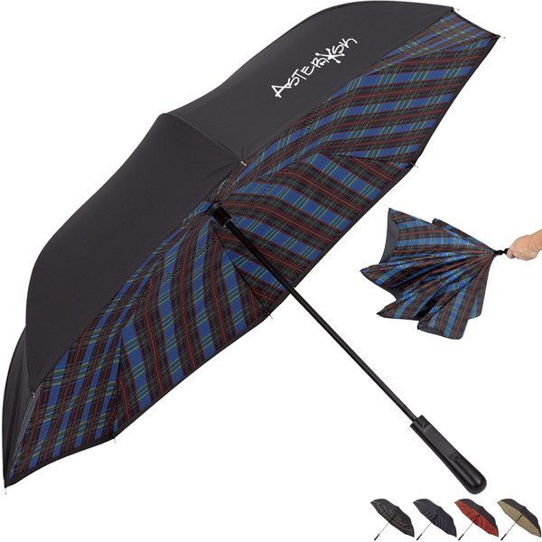 Soho Tartan Inversion Umbrella, 48" Arc