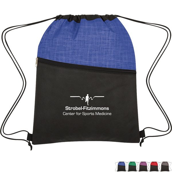 Crosshatch Two-Tone Non-Woven Drawstring Bag | Foremost Promotions