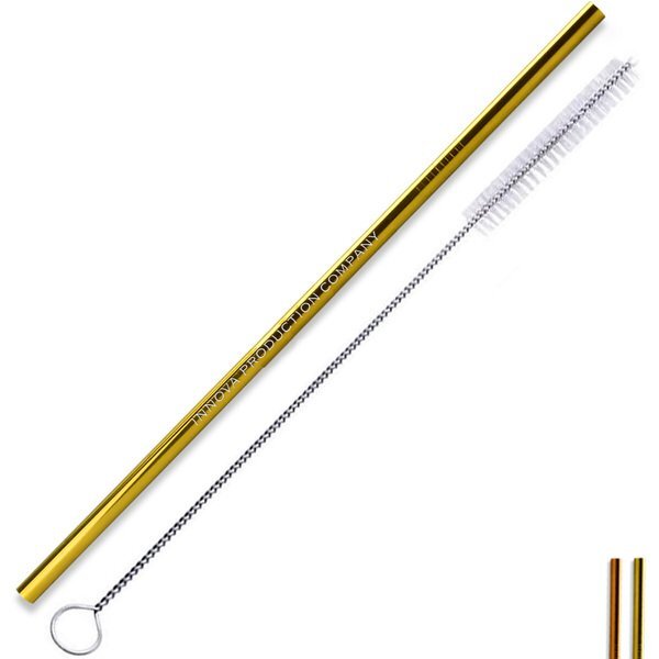 Metallic Stainless Steel Straw w/ Cleaning Brush