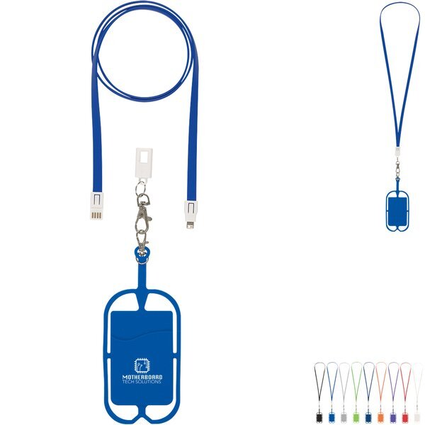Two-In-One Charging Cable Lanyard w/ Phone Holder & Wallet