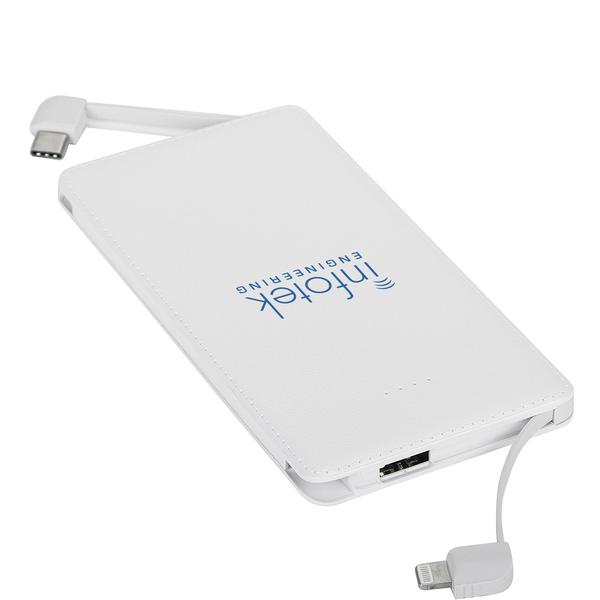 Textured Built-In Cable Power Bank, 5000mAh