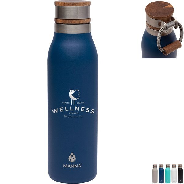 Manna™ Ascend Stainless Steel Water Bottle w/ Acacia Lid, 18oz.