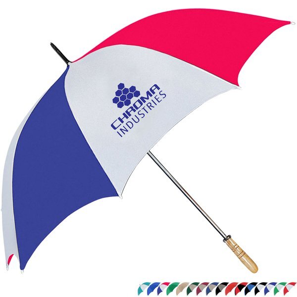 Wood Handle Manual Open Golf Umbrella, 60" Arc