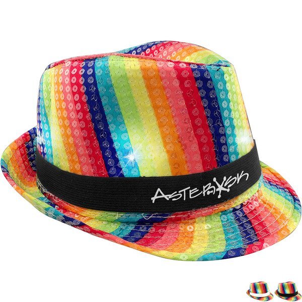 Rainbow Sequin LED Fedora Hat