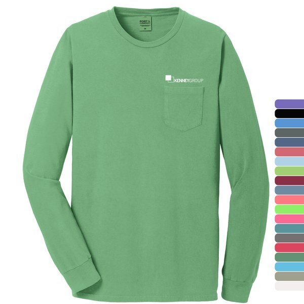 Port & Company® Beach Wash™ Garment-Dyed Unisex Long Sleeve Pocket Tee