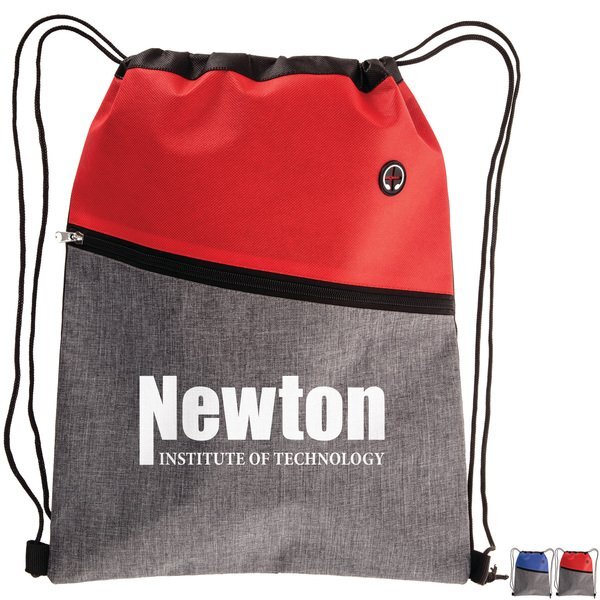 Two-Tone Heathered Polyester Drawstring Backpack