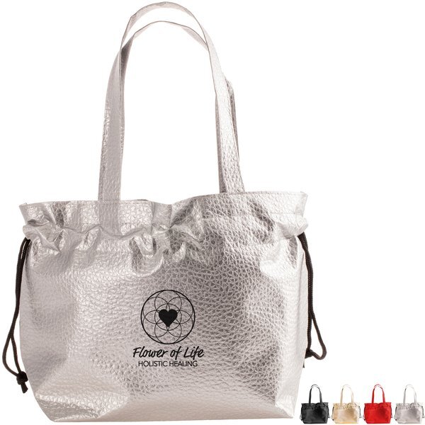 Wrap-It-Up Metallic Croc Laminated Non Woven Cinch Bag