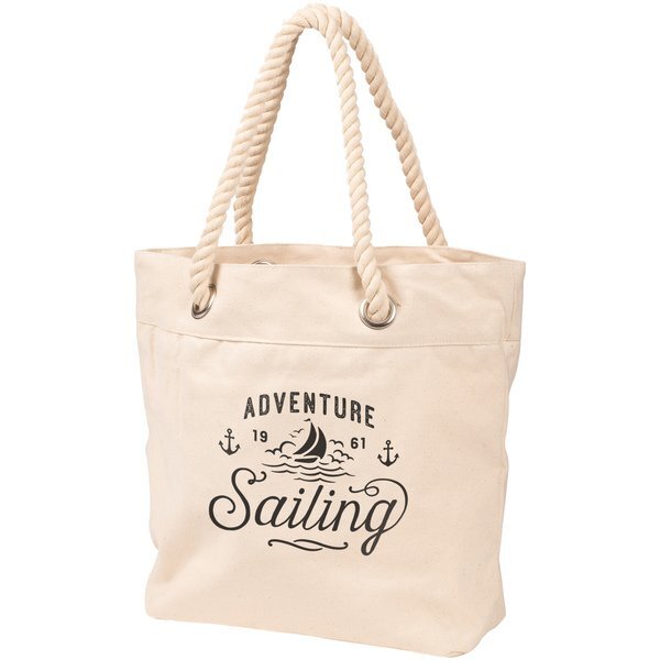 Trendy Cotton Canvas Rope Handle Tote
