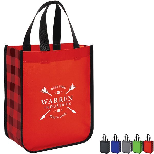 Northwoods Laminated Plaid Non-Woven Tote Bag