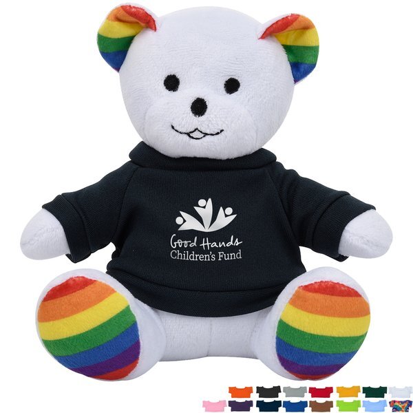 Rainbow Plush Bear, 6" w/ Shirt