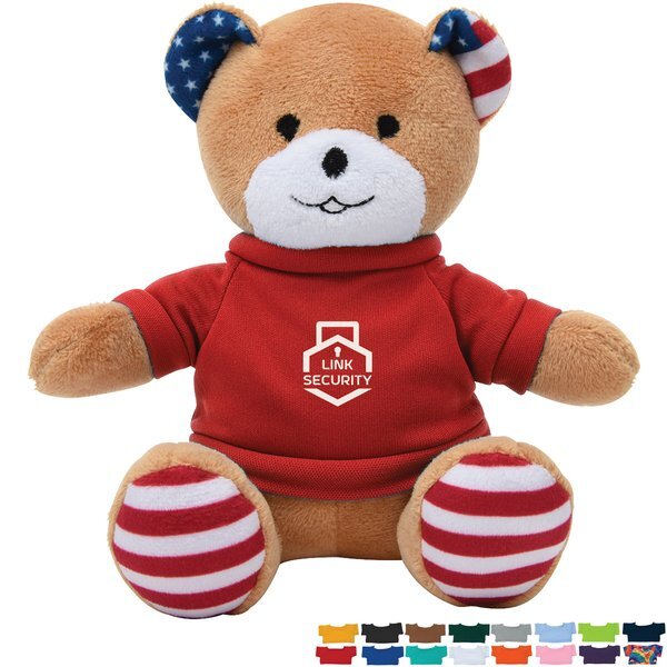 Patriotic Plush Bear, 6" w/ Shirt