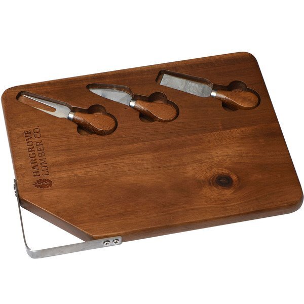 Acacia Wood Cutting Board & Cheese Knives