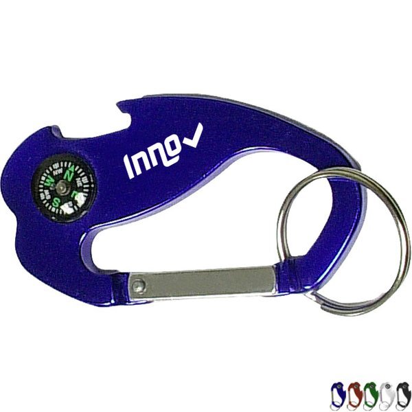 Jumbo Carabiner Key Ring w/ Compass & Bottle Opener