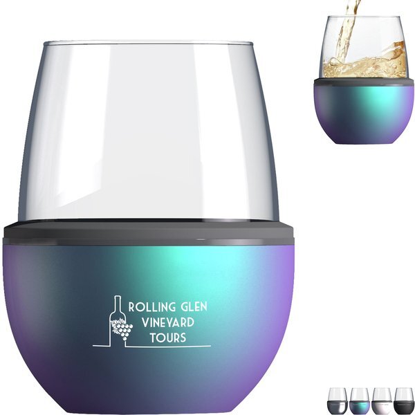 Asobu® Stainless Steel Wine Cooler with Stemless Wine Glass, 15oz.