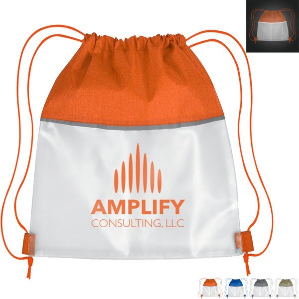 Reflective Heathered Frost Polyester Drawstring Bag