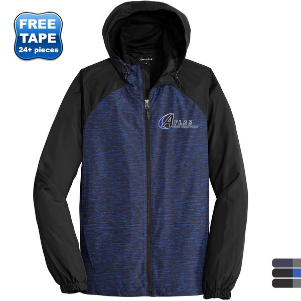 Sport-Tek® Heather Colorblock Raglan Men's Hooded Wind Jacket