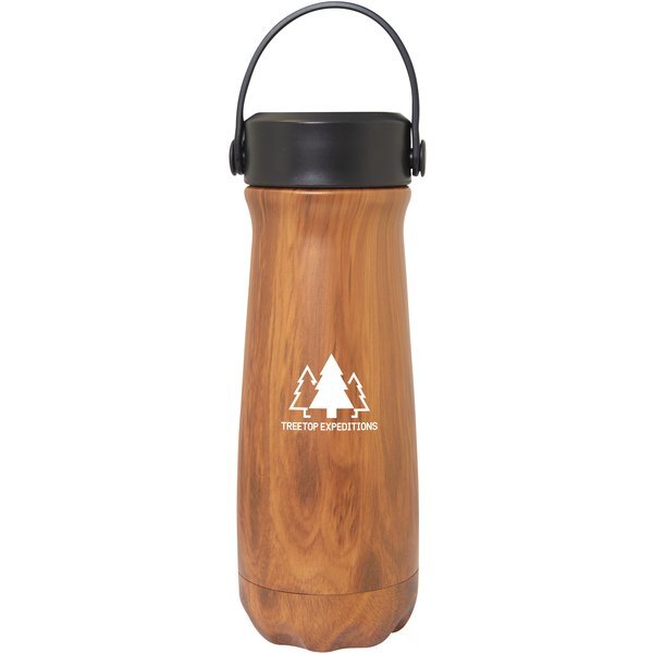 Kurrent Wood Grain Double Wall Stainless Steel Bottle, 18.6oz.