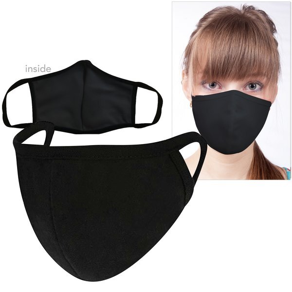 ON SALE! Reusable Washable Double Layer Cotton Poly Face Mask, Black - IN STOCK