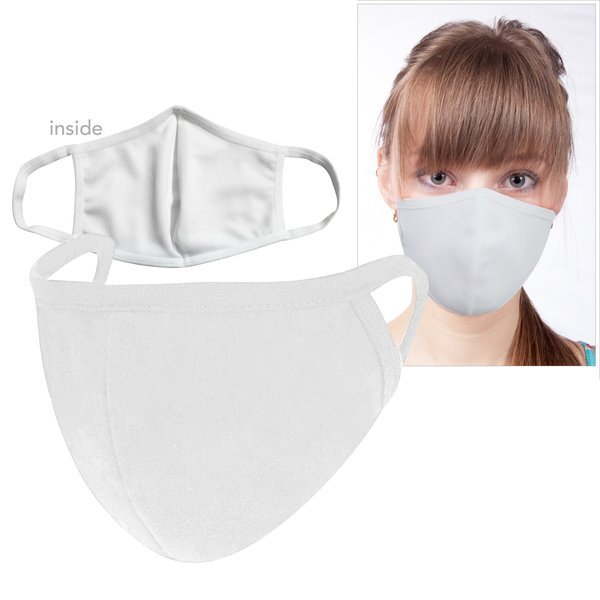 ON SALE! Reusable Washable Double Layer Cotton Poly Face Mask, White - IN STOCK