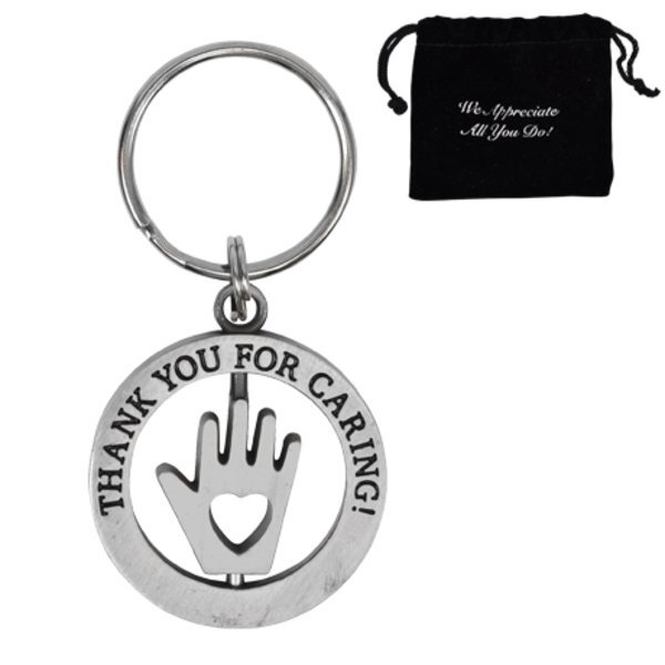 Thank You For Caring, Appreciation Swivel Keychain Stock - CLOSEOUT!