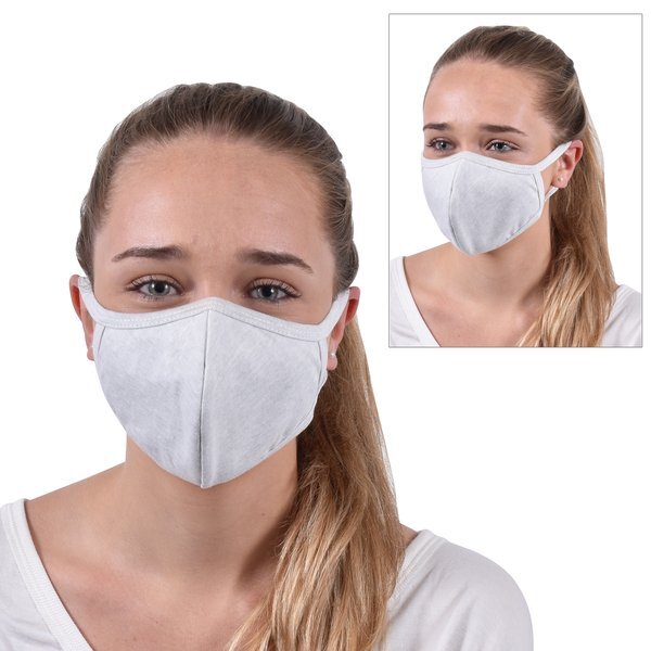 ON SALE! Reusable Washable Double Layer Cotton Poly Face Mask, Heather Gray - IN STOCK