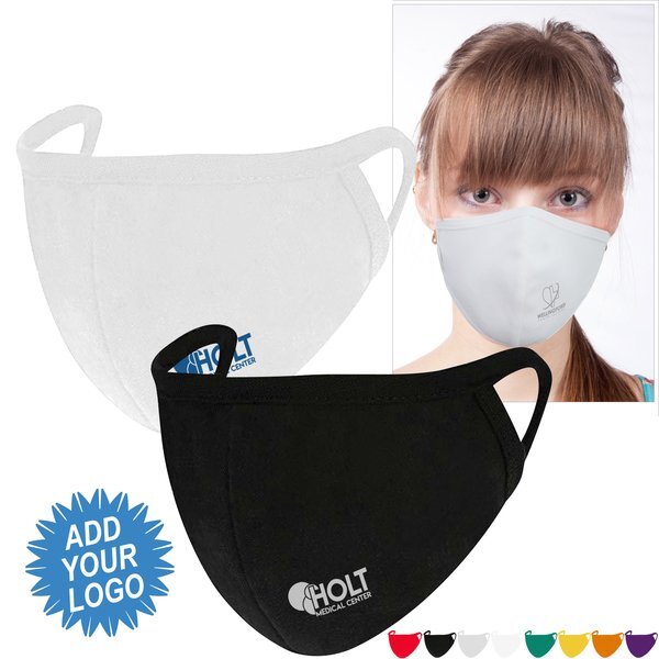 Reusable Washable Double Layer Cotton Poly Face Mask w/ Screen Imprint