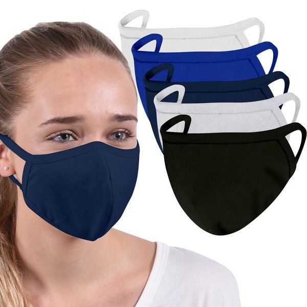 Family Pack Reusable Washable Double Layer Cotton Poly Face Mask, 5 PACK - IN STOCK