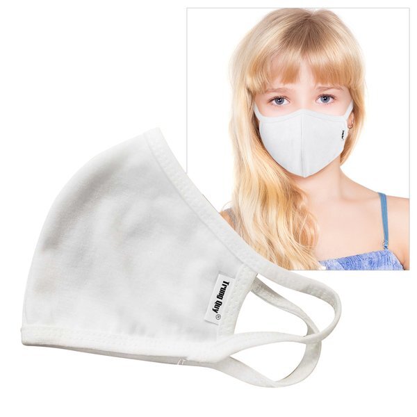 Reusable Double Layer Cotton Poly Face Mask Youth/Young Adult, White - IN STOCK & ON SALE ALL QUANTITIES .29 EA!