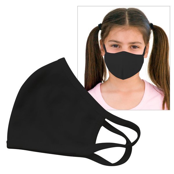 Reusable Double Layer Cotton Poly Face Mask Youth Black