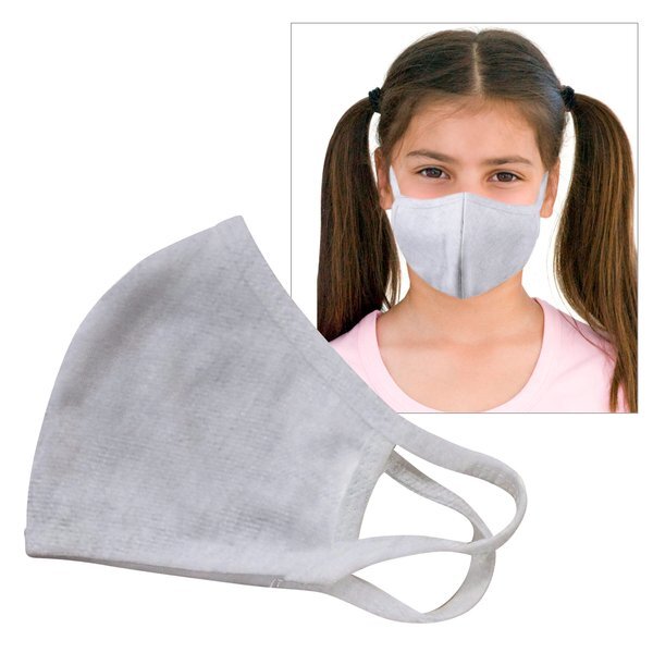 Reusable Double Layer Cotton Poly Face Mask Youth Light Gray - IN STOCK