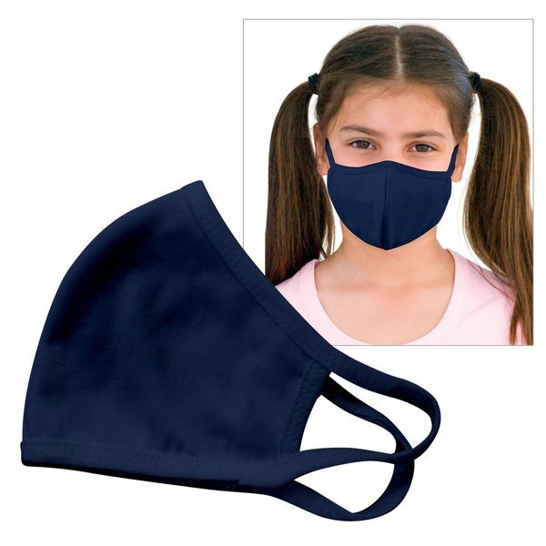 Reusable Double Layer Cotton Poly Face Mask Youth Navy - IN STOCK