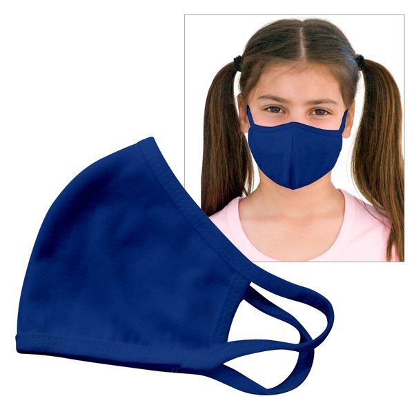 Reusable Double Layer Cotton Poly Face Mask Youth Royal - IN STOCK