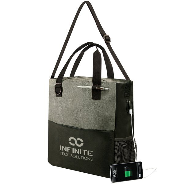 Power Port Zippered Polyester Tote