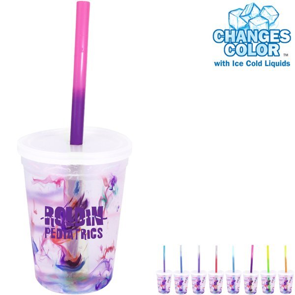 Rainbow Confetti Mood Stadium Cup, Straw & Lid Set, 12oz.