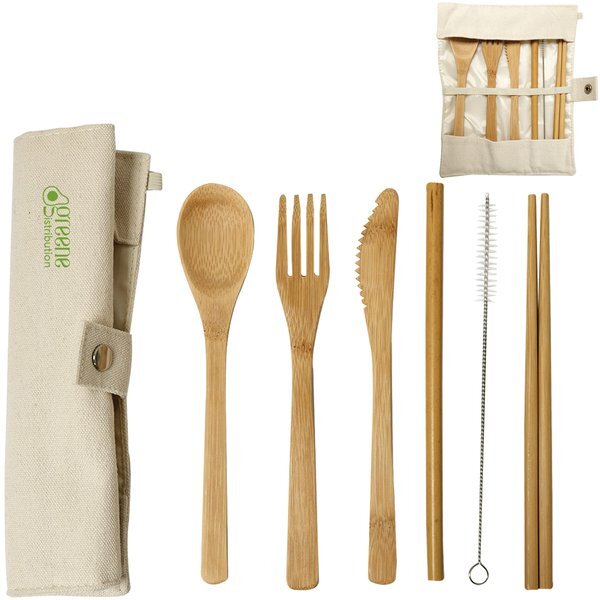 Green Bay Bamboo Utensils with Carry Pouch