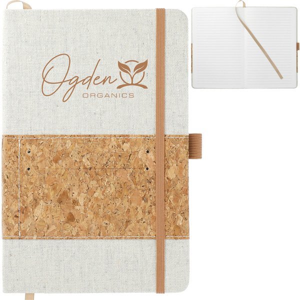 Recycled Cotton and Cork Bound Notebook, 5-1/2" x 8-1/2"