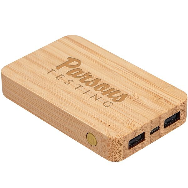 Bamboo Dual Port Power Bank w/ Wireless Charger, 5000mAh