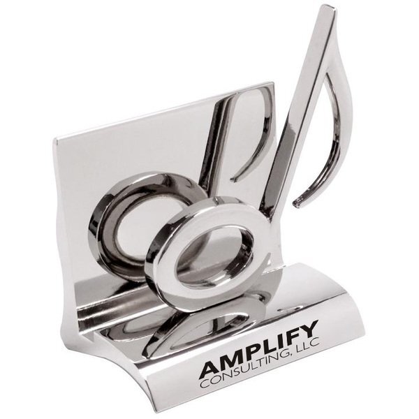 Chrome Business Card Holder, Music Note