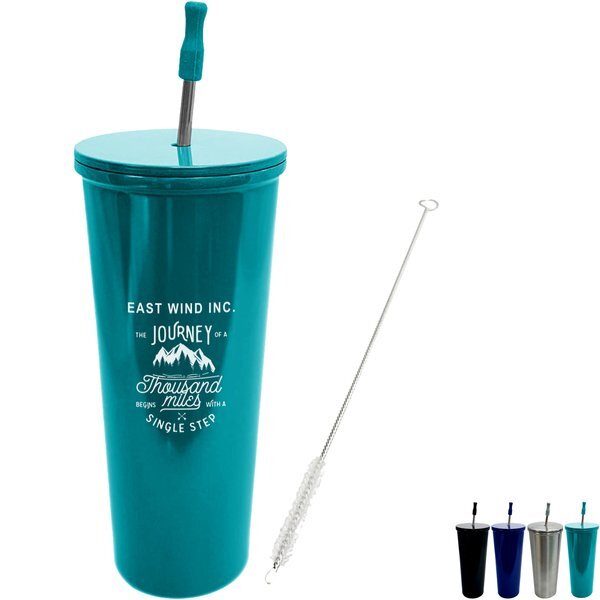 22oz Double Wall Stainless Steel Outer And Pp Inner Straw Tumbler